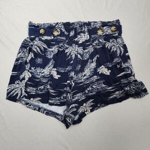 a.n.a Shorts Women's Size 6 Navy Oasis Beach Nautical High Waist Elastic Flowy